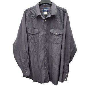 Wrangler Western Shirt Mens 4XLT Double Black Pinstripe Pearl Snaps Cowboy Retro